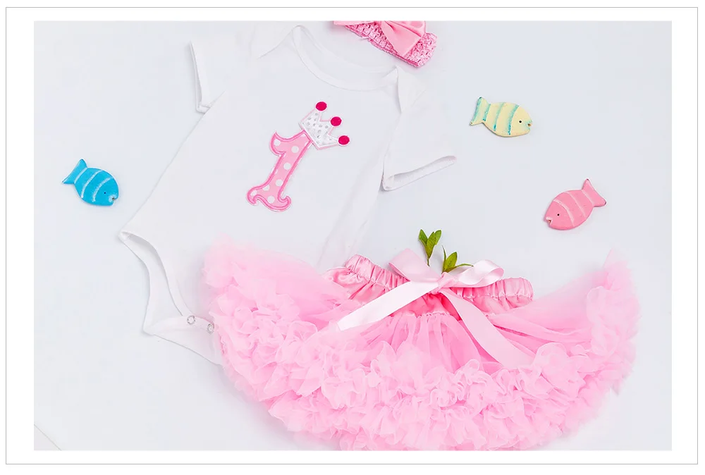 3pcs Tutu Skirt Clothing Sets Baby Girls Romper Pettiskirt Tulle Skirts Clothes Infant Jumpsuit Princess Birthday Party Costumes baby dress and set