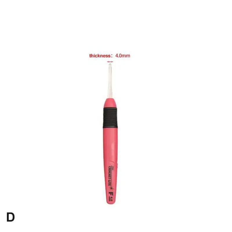 1 шт. светодиодный светильник для вязания крючком с пластиковой ручкой, набор спиц, светильник 2,5~ 6,5 мм, набор игл для шитья, разноцветный инструмент для шитья - Цвет: D