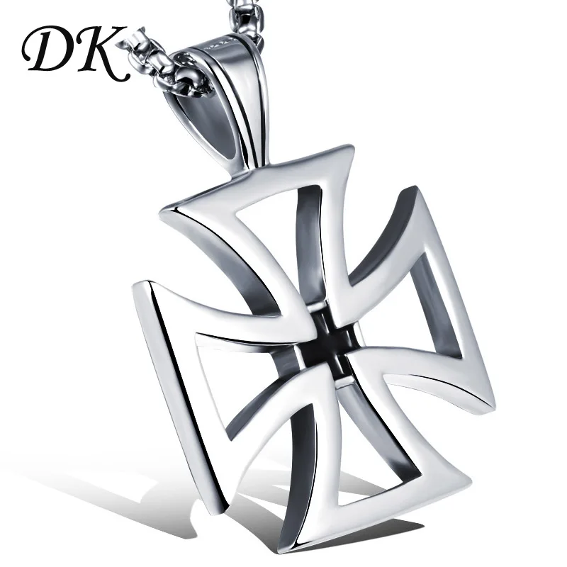 

Hollow Metal Enamel Cross Templar Knights Pendant Necklace Stainless Steel Silver Iron Cross Maltese Cross Pendant Jewelry