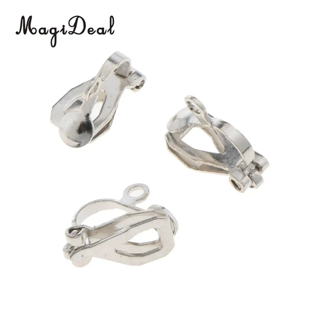 20PCS 12 x 10mm Silver Plated Metal Clip on Earring Earwire Jewelry Findings Silver Plated French Ear Wires Hoop Earring Clip 