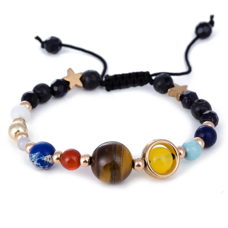 

Universe Galaxy The Eight Planets In The Solar System Star Natural Stone Beads Bracelet Bangle For Women & Men Gift