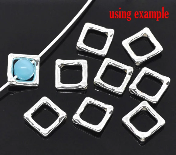 

Free Shipping 50pcs Silver Tone Square Bead Frames 12x12mm (hold 8mm beads) Jewelry Findings J0242