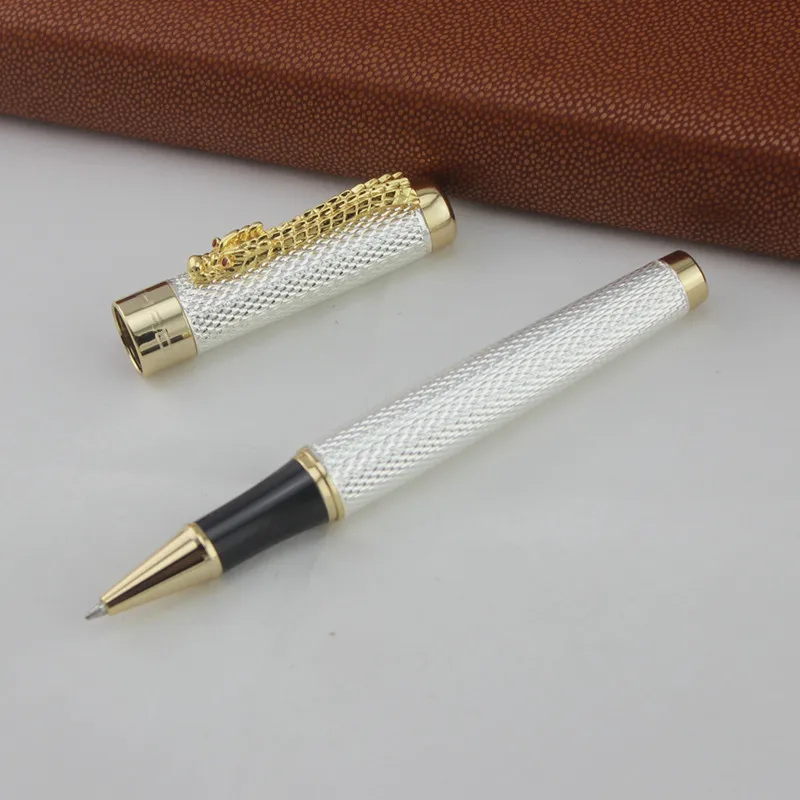 1 шт./лот JINHAO шариковая ручка 1200 Caneta Серебристые ручки Золотой зажим Бизнес Руководство быстрое письмо ручка Роскошный Дракон ручка 14*1,4 см