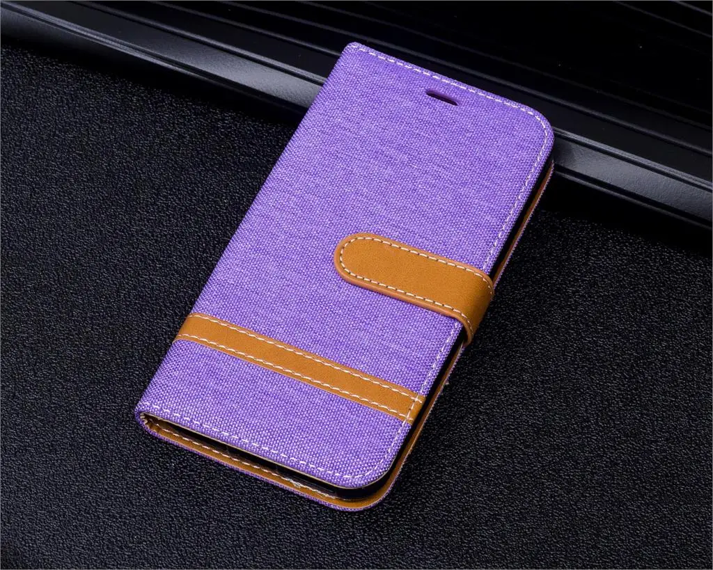Для Xiaomi Redmi 7 6 6A 6 Pro F1 чехол из джинсовой ткани Coque Etui чехол для Redmi Note 7 6 Pro 5A Y1 Lite кошелек из искусственной кожи чехол - Цвет: purple