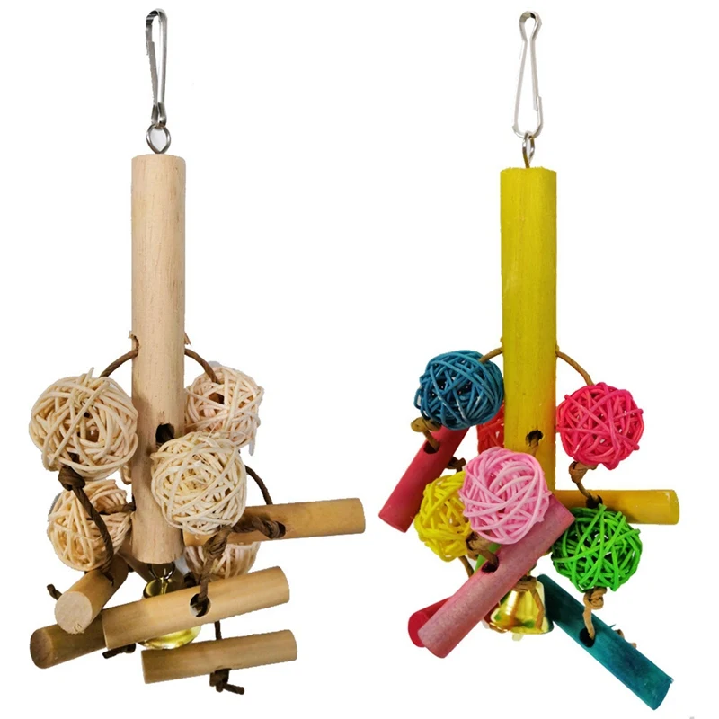 

Wooden Hanging Cage Toys Parrot Toy Bird Cage Swing Hammock Macaw Parrot Love Bird Finch Chew Toy Bird Supplies