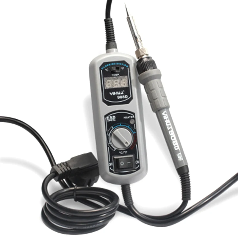 

908D NEW 65W Adjustable Heated Iron LED Digital Display Soldering Station Iron High Temperature Resistant Silicone Line