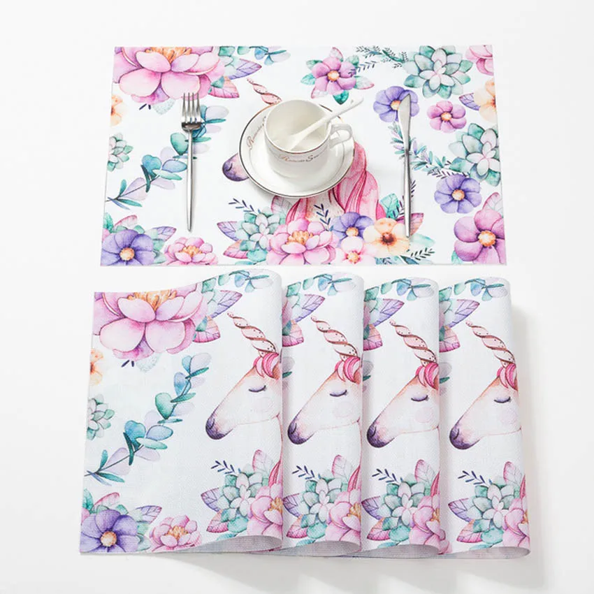 

Nordic Unicorn Adiabatic Non-slip Table Mats Children's Painting Placemats PVC Can Be Washed Coffee Table Pad Coaster Restaurant