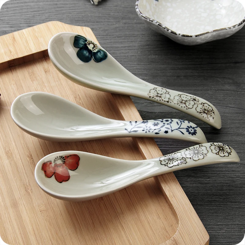 

1pc Japanese Ceramic Spoon Children Rice Spoon Kitchen Utensils Mixing Spoon Small Spoon