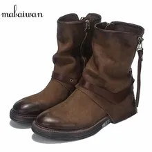 Mabaiwan/Новинка, женская обувь, ботильоны из натуральной кожи, осенне-зимние ботинки в стиле милитари для верховой езды, черная зимняя обувь, женская обувь на плоской подошве