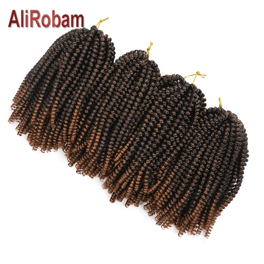 

AliRobam Crochet Braids Ombre Spring Twist Hair Synthetic Hair Extensions Fiber Braided Kinky Curly Twists 8 inch
