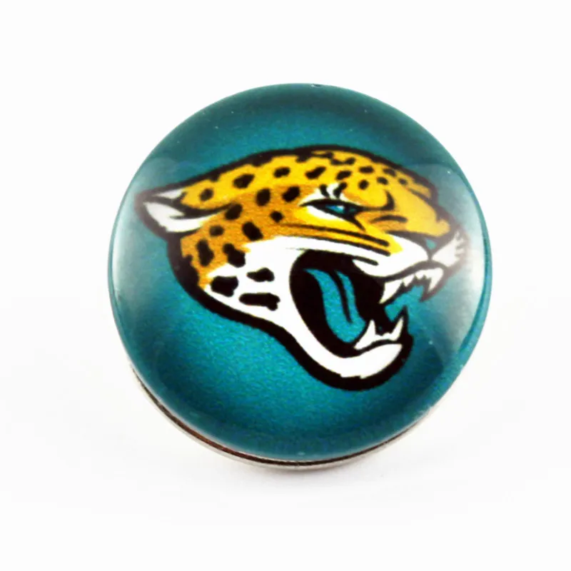 

2017 Hot New 20pcs/lot Jackson Jaguar Football Sports Team Snaps Charms 18mm Glass Snap Buttons Fit Snap Bracelets Jewelry
