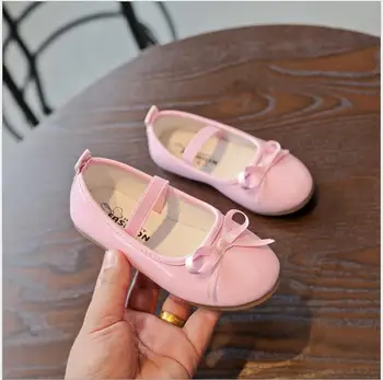 

Spring&Autumn New Girls Leather shoes Korean Princess shoes Soft bottom Bow Child Casual shoes Girl Dance/party shoes