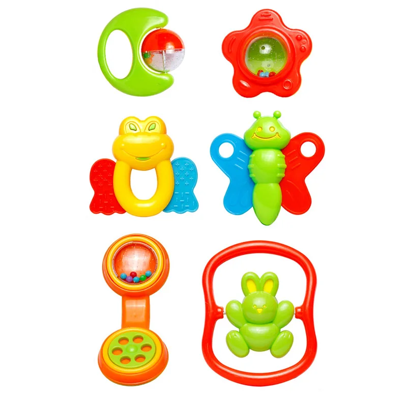 6 шт./компл. детские игрушки пластиковый погремушка для малышей музыкальная игрушка ручная игрушка деревянный колокольчик образовательное оборудование игрушка для малышей