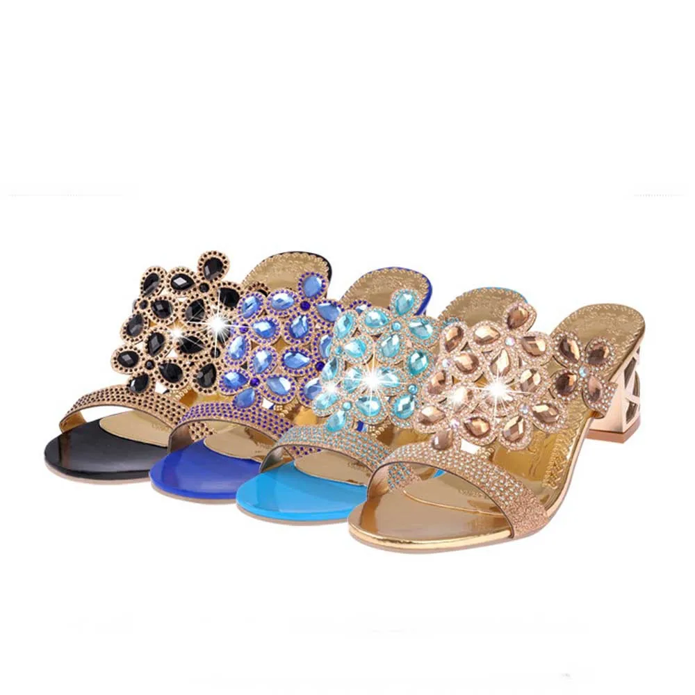 

MUQGEW Women Summer Fashion Flip Flops High Heel Sandals Wedges Fat Fashion Girls Rhinestone With Crystal Shoes