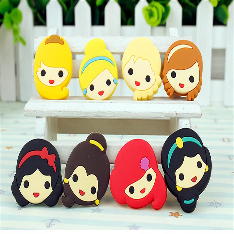

Top Selling 8pcs Cartoon Princess Elsa Anna Soft silicone accessories Flat back PVC DIY Gadgets phone case badges shoe charms