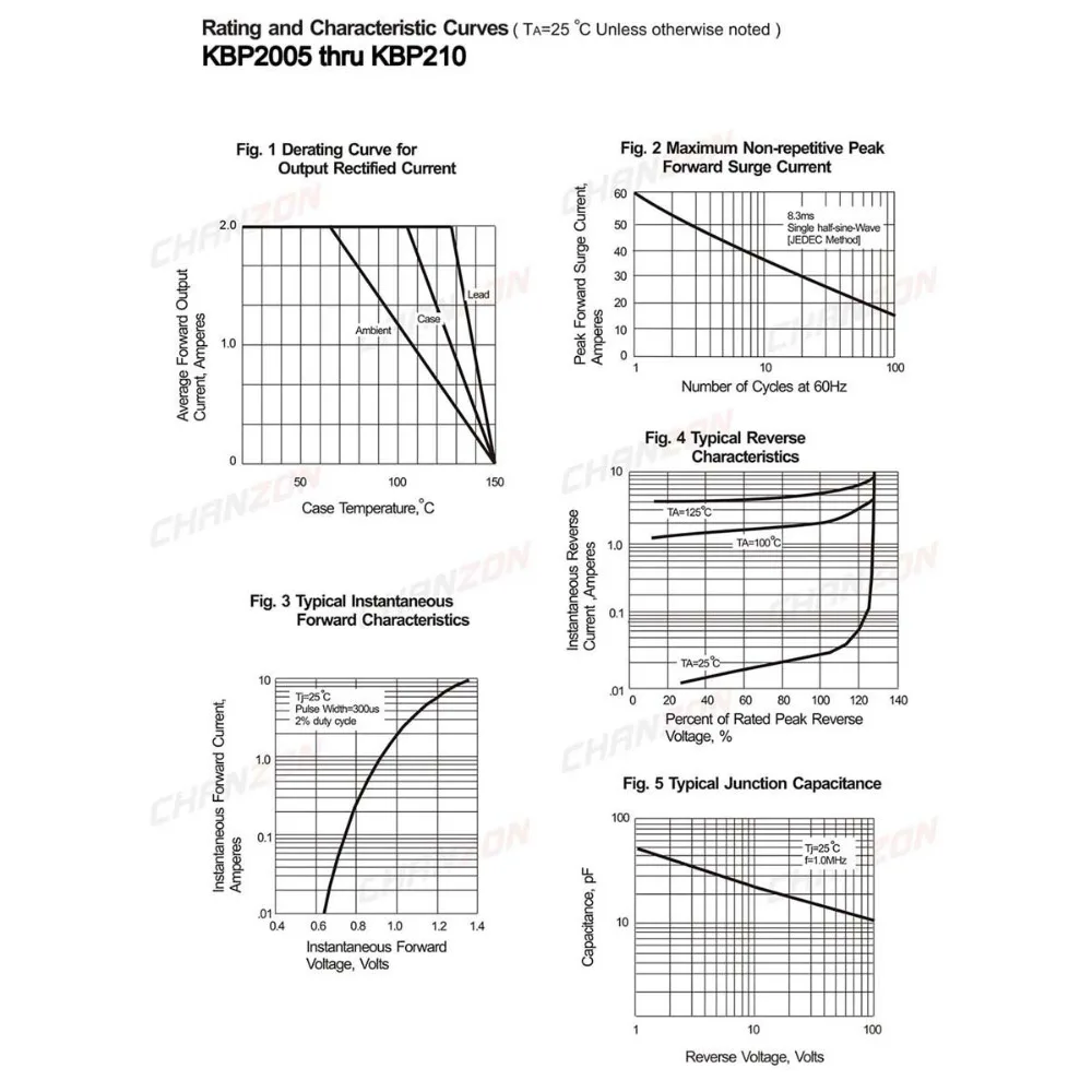 Мостовой выпрямительный диод KBP210 20 шт. 2 А 1000 В KBP 4 (SIP 4) однофазный полнофазный 210
