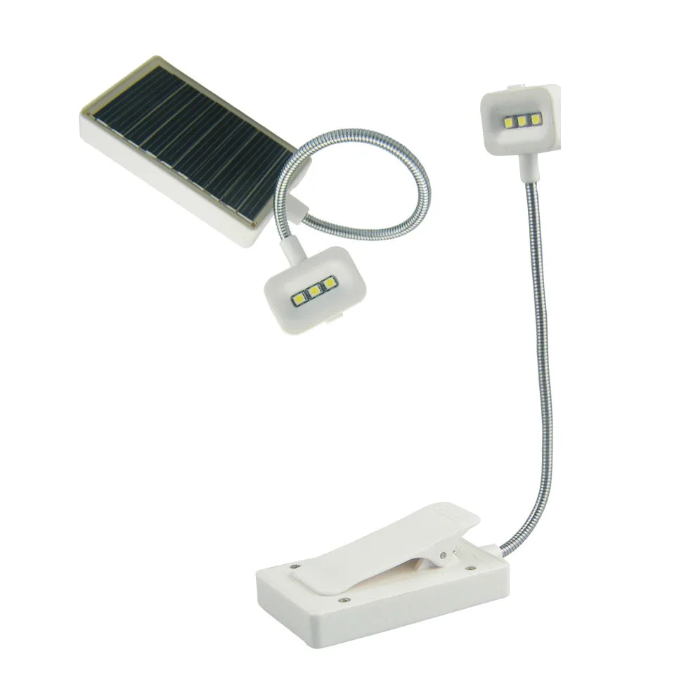 400 mah battery solar 3LED Clip on reading light Folding Travel solar Book Reading Light Lampin