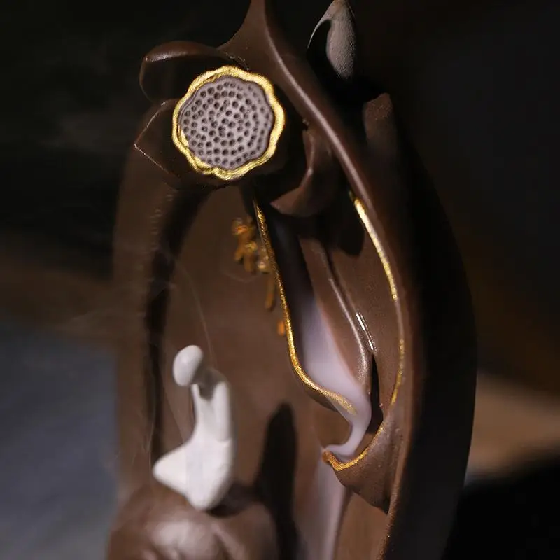 Backflow Incense Burner Zen Road Incense Cone Holder Smoke Waterfall Lotus Incense Craft Ceramic Censer Use In Home Teahouse
