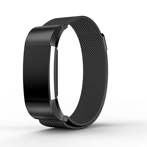 Нержавеющая сталь Магнитная Петля ремешок для Fitbit Charge2 Charge 2 часы Браслет замена S/L соединитель на запястье Смарт-часы - Цвет: BLACK
