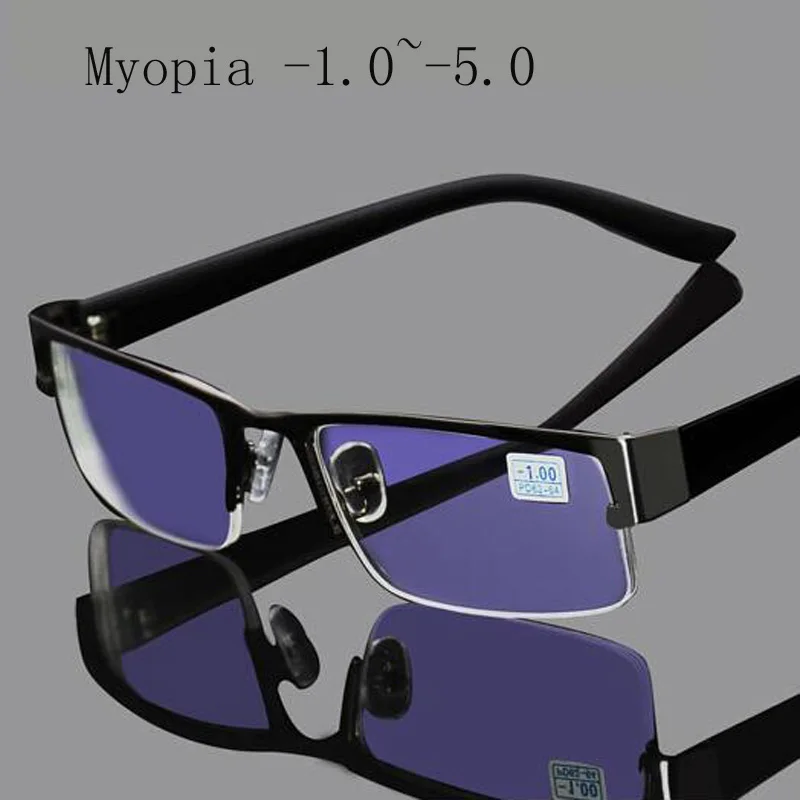 Stainless Myopia Glasses For Computer Men Eyeglasses Half Metal