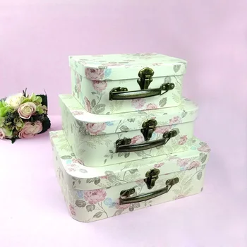 

2019 Romantic New 3pcs a Set Idyllic Wind Wedding Gift Box Eternal Flower Gift Box Flower Box Gift Box Vintage Suitcase