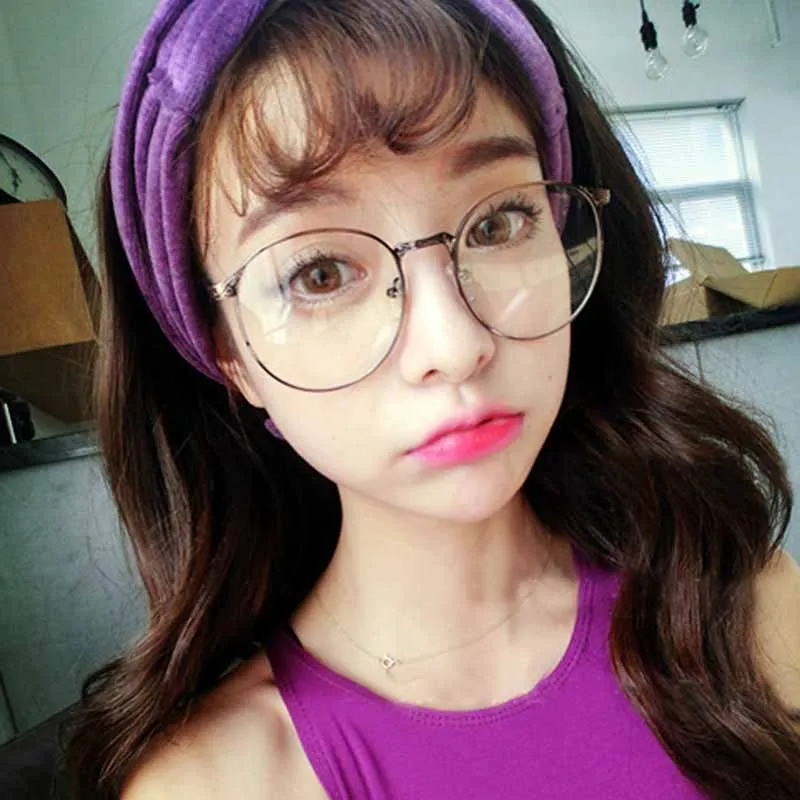 

Feishini Round Men Fake Glasses Computer Women Vintage Metal Pattern Leg Design Eyewear SILVER Eyeglasses Clear Lens Transparent