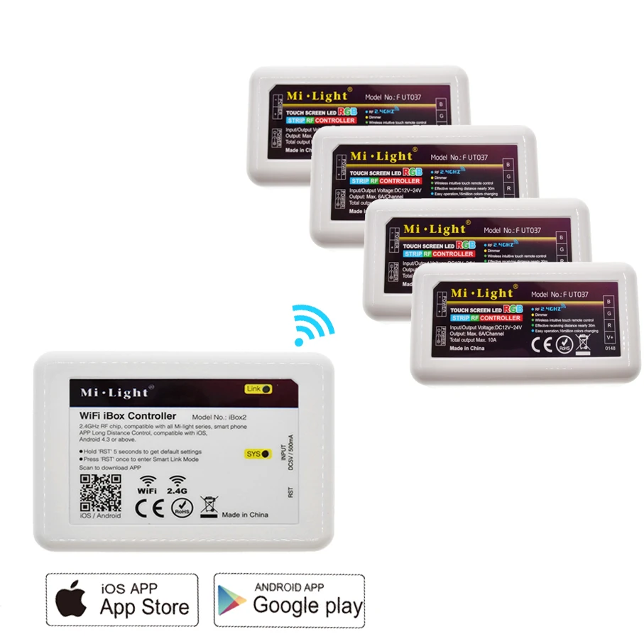 

Mi Light WiFi iBox2 Controller 2.4G Hz + 4 * 2.4G RF RGB/RGBW/RGBWW/Color Temperature/Dimmer Brightness Strip Controller