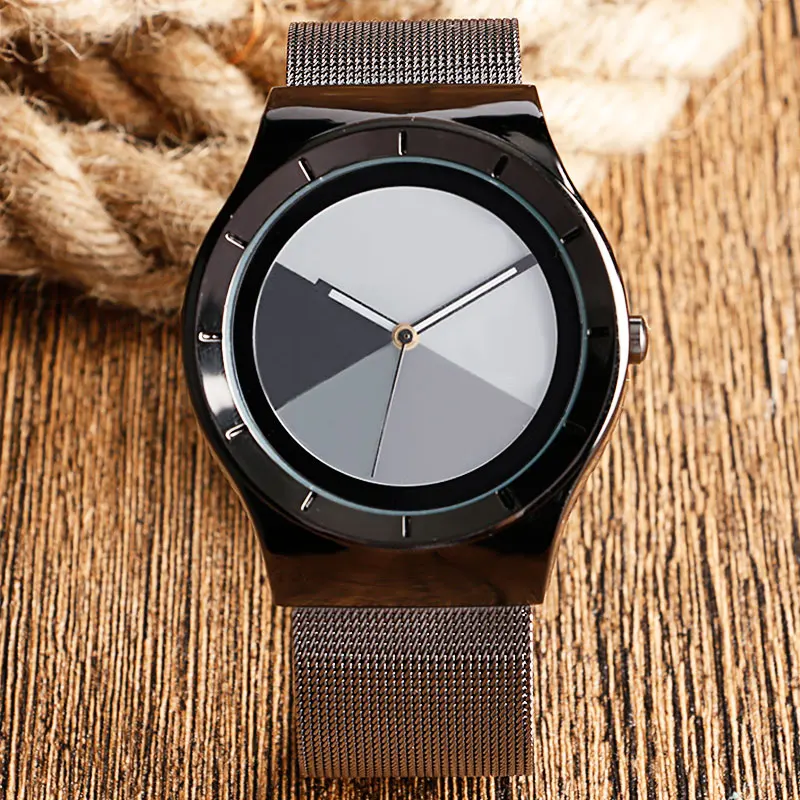 

Minimalist Mens Watch Stylish Mix Splice Color Dial Watch Stainless Steel Mesh Iron Strap Quartz Men Male Sport Wristwatch Clock