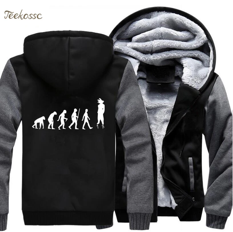 

Dragon Ball Hoodie Men Japan Anime Harajuku Hooded Sweatshirt Evolution Funny Coat 2018 Winter Fleece Thick Super Saiyan Jacket