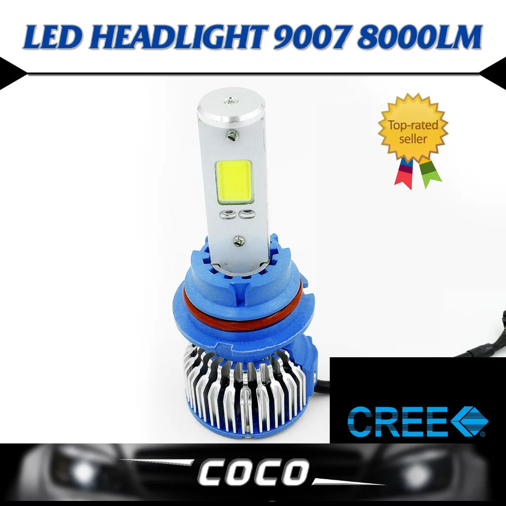 ФОТО 2x Hi Lo Beam Lamp 9004 9007 bulb Conversion LIGHT 60W/Set 8000LM/Set 12-24V Top LED COB Car White HEADLAMP Fog Headlight