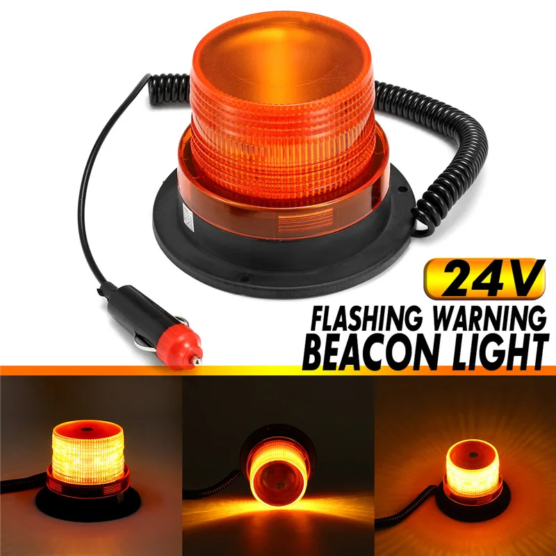 

24W Amber Car LED Rotary Emergency Light 12V 24V Flash Stobe Beacon Warning Lamp for Car Truck Universal