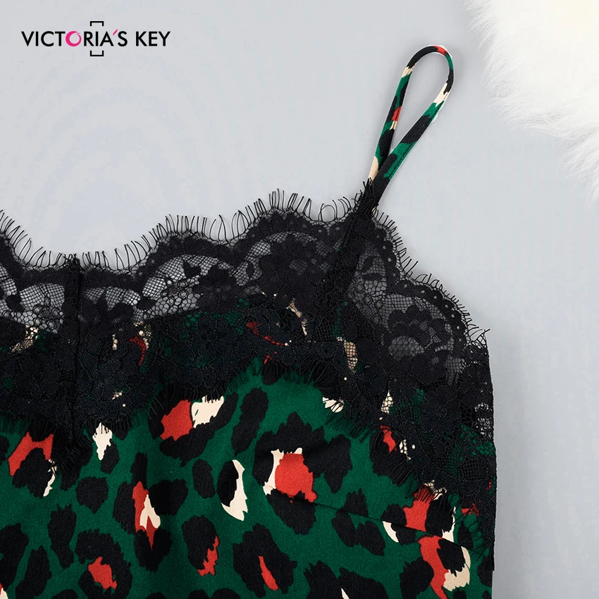 Сексапильная кружевная Пижама от Виктории, зеленый Леопардовый топ на бретельках и шорты, пижама с животным принтом, женский летний пижамный комплект, ночное белье