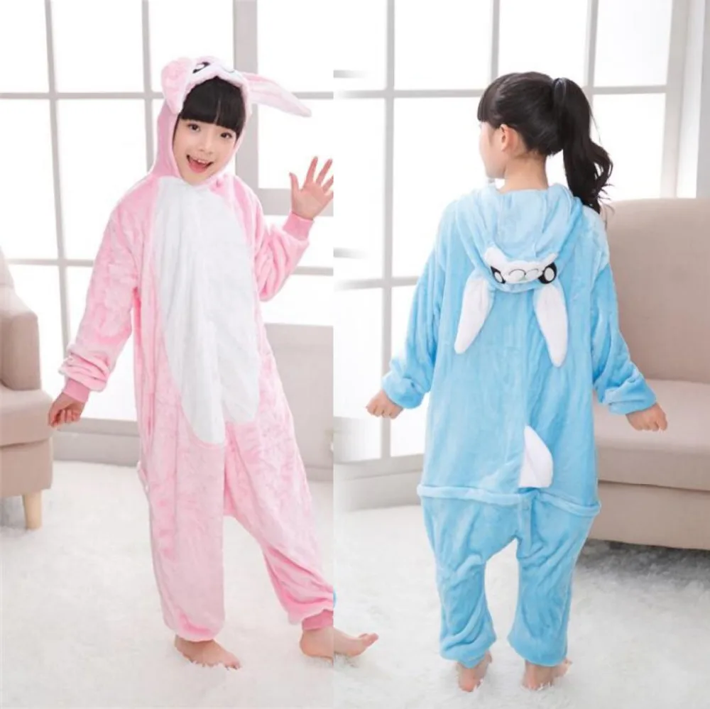 Furry Bunny Costume Kids Animal Onesies Pink Rabbit Fancy Animal