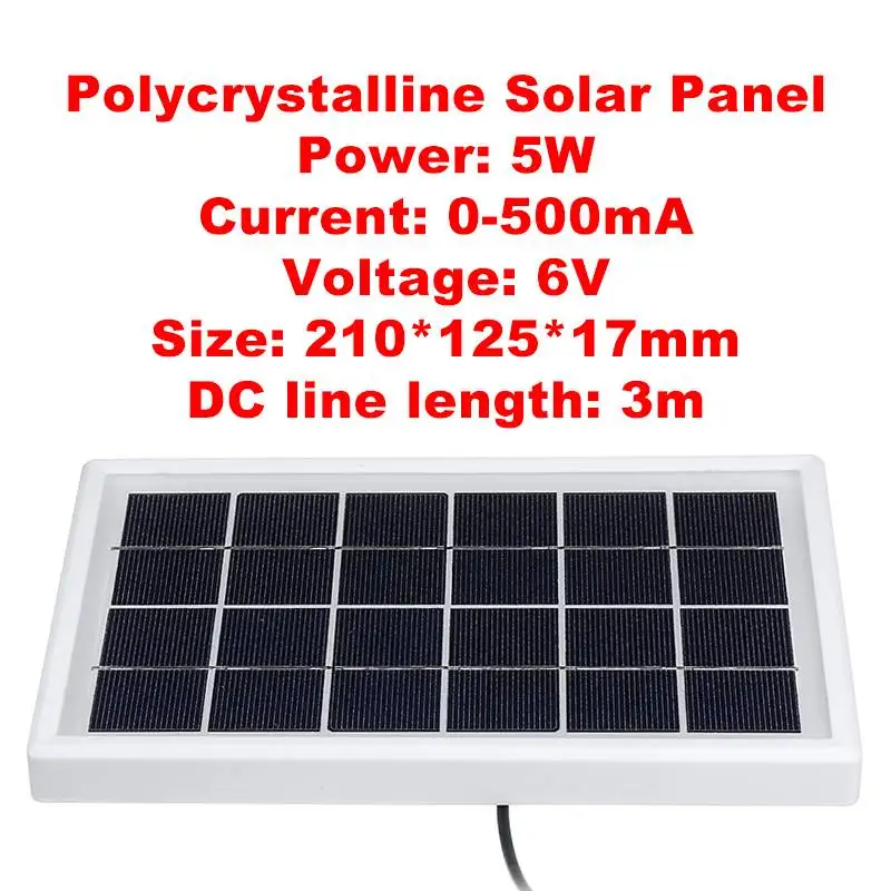Портативный 3 метровый кабель Панели солнечные 5 Вт 6В солнечные Зарядное устройство быстрой Зарядное устройство поликристаллический кремний и планшет Солнечные генераторы для светильник Камера