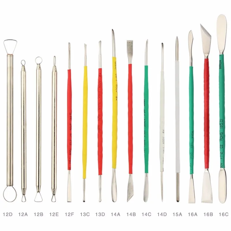 15 шт./пакет металла Пластилин Цветной инструмент для работы с глиной пресс-форм комплект инструмент долото DIY детские игрушки глина фимо инструменты