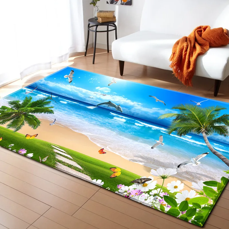 3D Blue Sea Beach Mediterranean Style Carpets for Living Room Bedroom Area Rugs Coffee Table Sofa Antiskid Floor Mat Home carpet - Цвет: 6