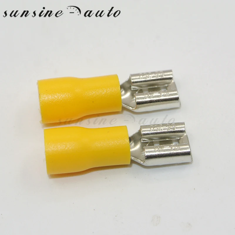 1000pcs Yellow INSULATED 6.3mm 1/4" FEMALE BLADE CRIMP TERMINALS CABLE