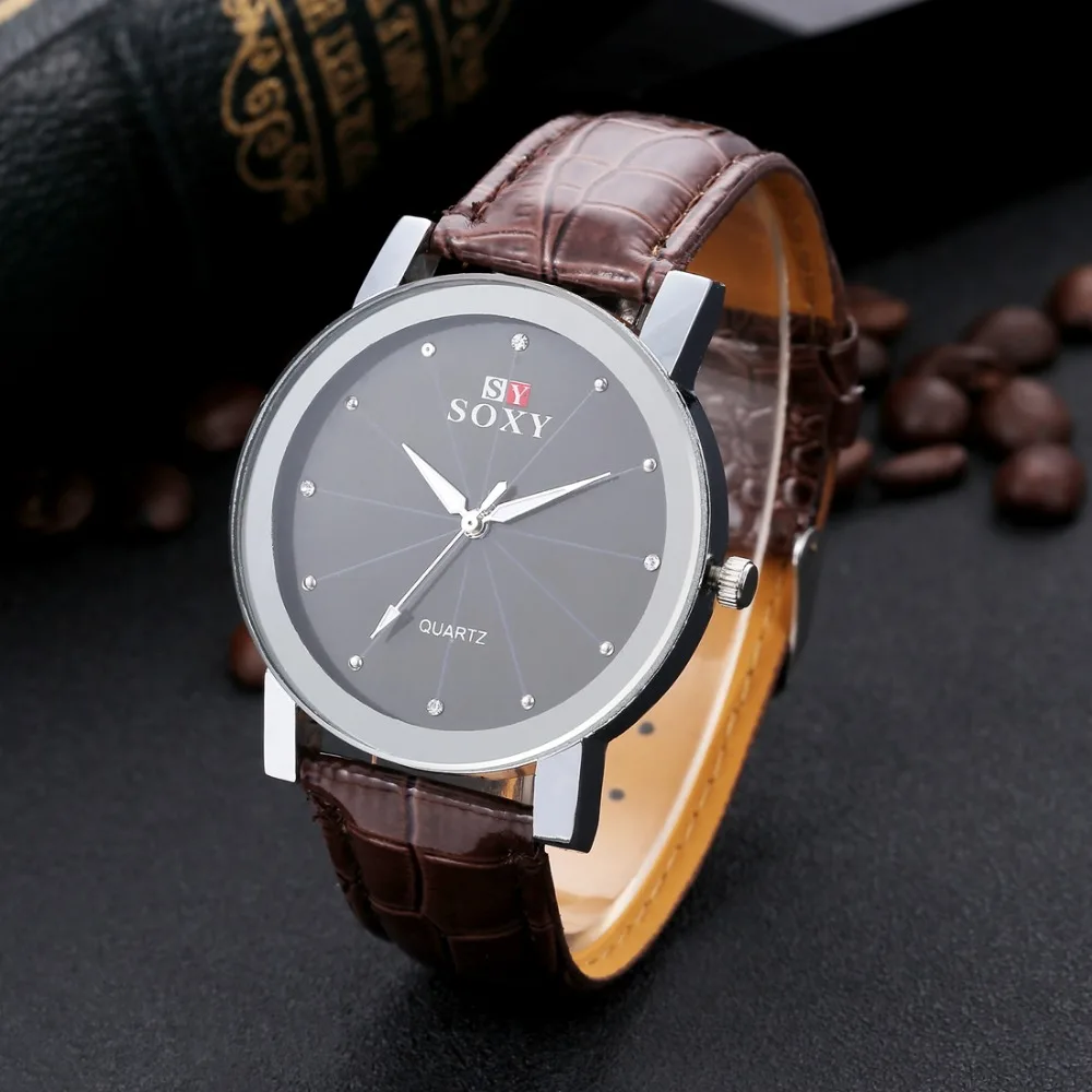 

SOXY Brand Luxury Crystal Watch Women Dress Watch Fashion Leather Strap Quartz Watches Ladies Hour montre femme relogio feminino