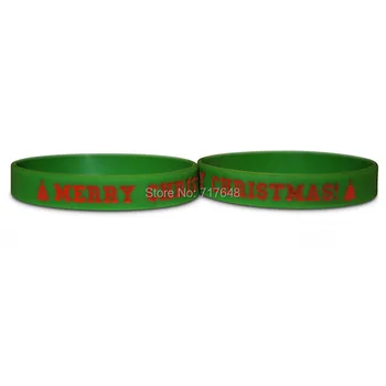 

100pcs Green Christmas wristband silicone bracelets free shipping by ePacket A