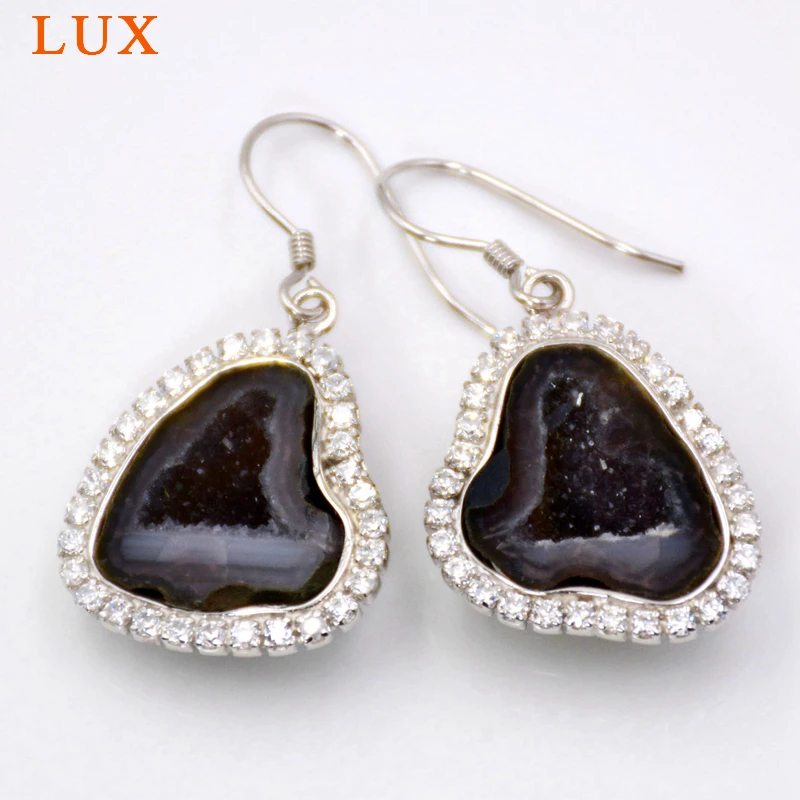 Роскошные Очаровательные серьги Druzy Tabasco Geode из стерлингового серебра 925 пробы из натурального Друзового камня Ювелирные изделия для девочек