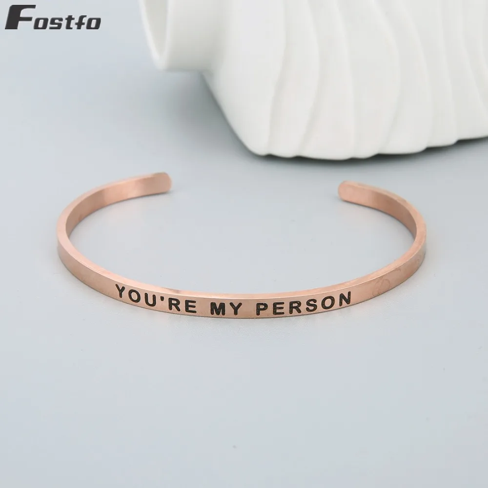 Fostfo 4 мм YOU'RE MY PERSON нержавеющая сталь положительный вдохновляющий персонализированный браслет с мантрой браслет для влюбленных подарки