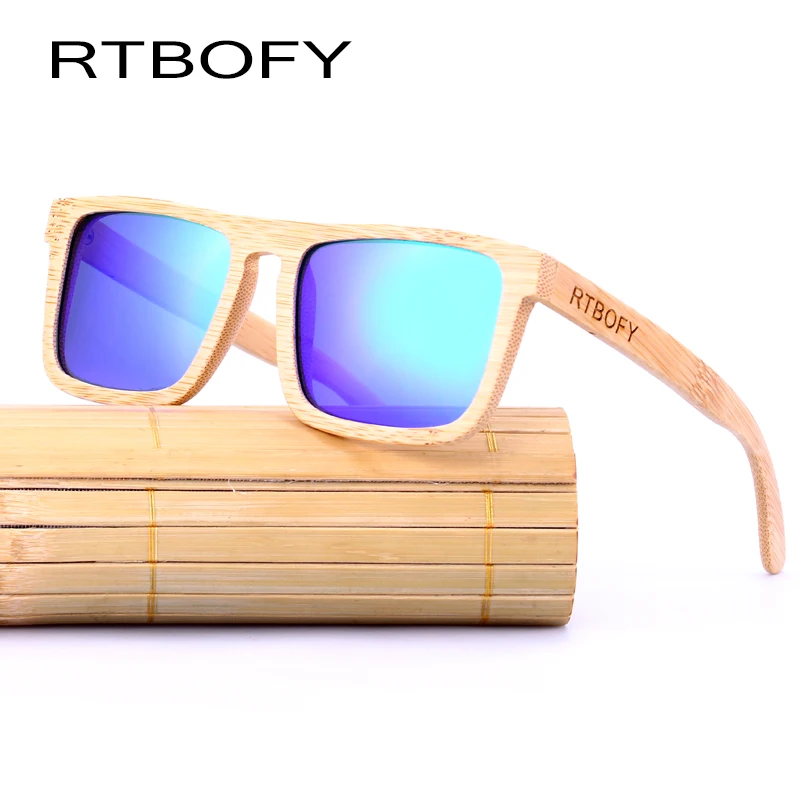 

RTBOFY Wood Sunglasses Men Bamboo Sunglasses polarized Brand Designer Mirror Original Wood Sun Glasses For Men