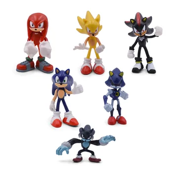 

6 PCS/Set Sonic Figures PVC Shadow Knuckles the Echidna Amy Rose Tails Figure Christmas Gift Toy