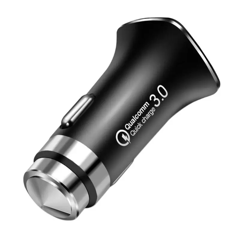 QC3.0 Быстрая зарядка из нержавеющей стали один USB Автомобильное зарядное устройство для мобильного телефона - Название цвета: Black