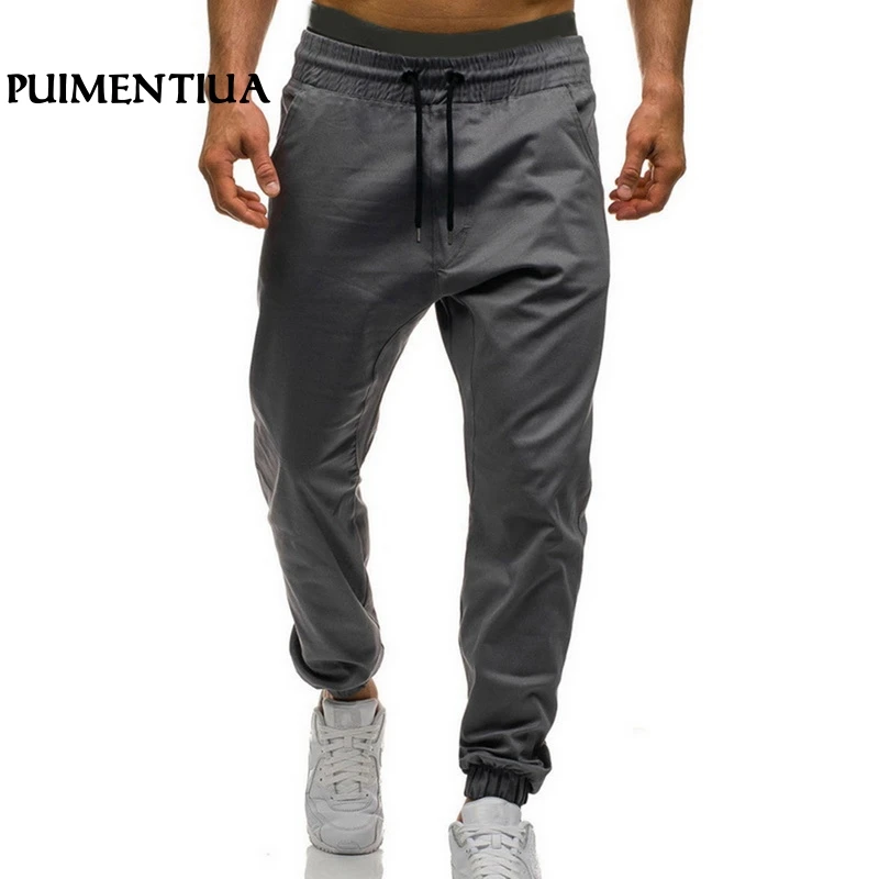 

Puimentiua 2019 Spring Men Sweatpants Casual Solid Lace Elastic Sports Pants Male Loose Hip Hop Tracksuit Jogger Trousers