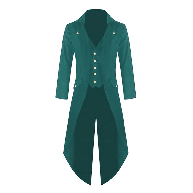 Мужские длинные блейзеры с отложным воротником, одноцветная осенняя куртка, Формальные вечерние длинные блейзеры с закрытыми рукавами, мужской смокинг, мужская одежда - Color: Green