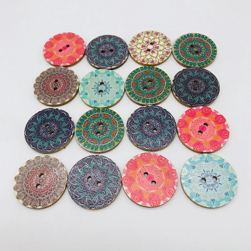 

XinDong Wood Sewing Button Scrapbooking Round At Random Retro Two Holes Pattern Pattern 25mmDia, 7 PCs 2019 new wooden buttons