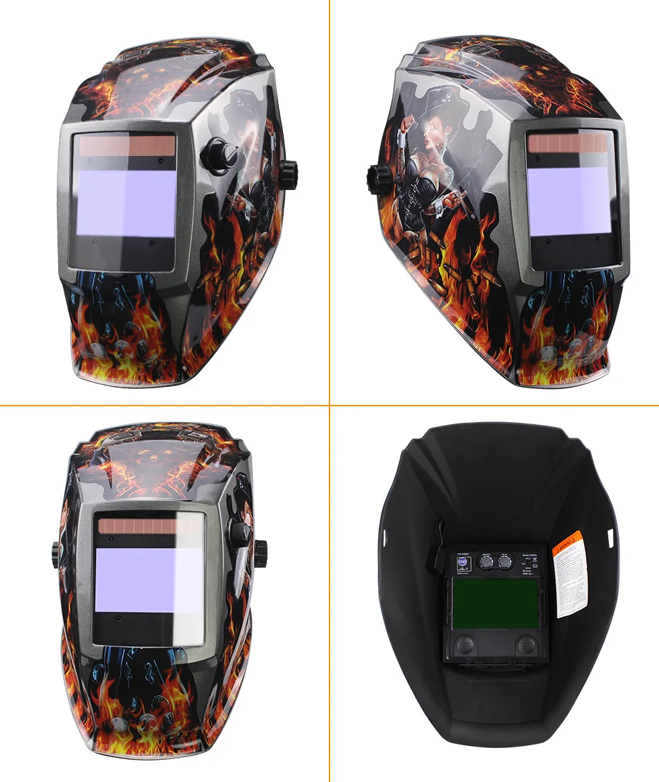 Pro Rechangeable Battery 4 Arc Sensor Solar Auto Darken/Shading Grinding Tig Arc Big View Welding helmet/Welder Goggle/Mask/Cap