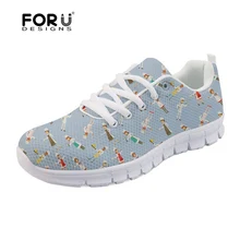 FORUDESIGNS/повседневные женские кроссовки; сезон весна-лето; милые туфли на плоской подошве с принтом «Счастливый шеф-повара»; модная женская обувь из сетчатого материала; женская обувь на плоской подошве