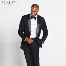 Мужские костюмы смокинг черный с блестящим черным пятнистым воротником Свадебные смокинги жениха одежда костюм на заказ